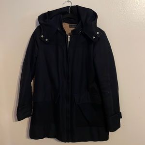Zara woman’s medium winter coat detachable hood quilted inside for warmth